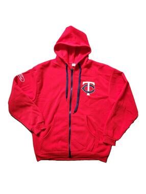 Minnesota Twins Hoodie Men's XL Red Full Zip Sweatshirt MLB Baseball